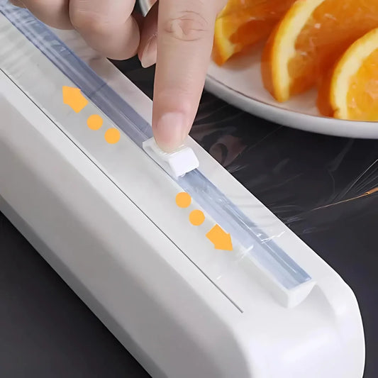 Distributeur de film PVC réglable et coupe-plastique avec fermeture hermétique