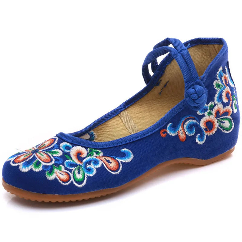 Spring autumn walking shoes women tourism female embroidery national wind single shoes cloth flats shoes zapatos mujer WSH2295