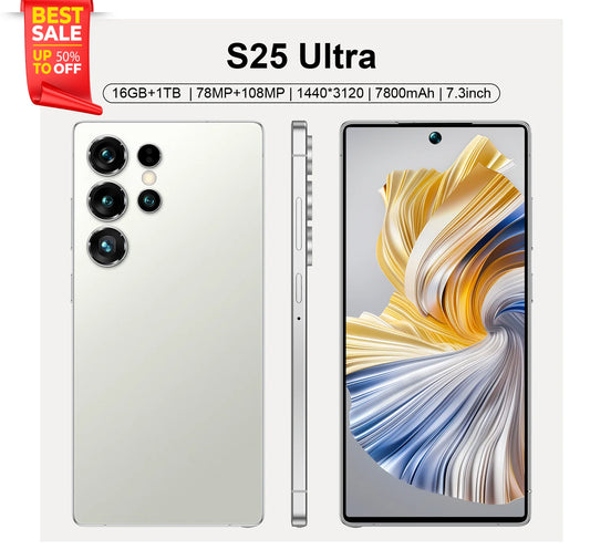 2025 Latest S25 Ultra Smart Phone 16GB +1TB Telephone &gaming Phone Dual SIM Dual Standby Deca Core Global Version