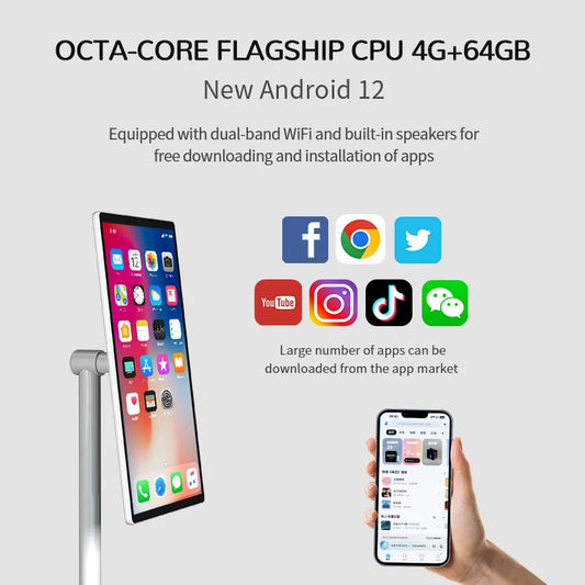 Nouveau mini téléviseur LCD portable 21,5 pouces avec écran tactile et support, rechargeable et sans fil.