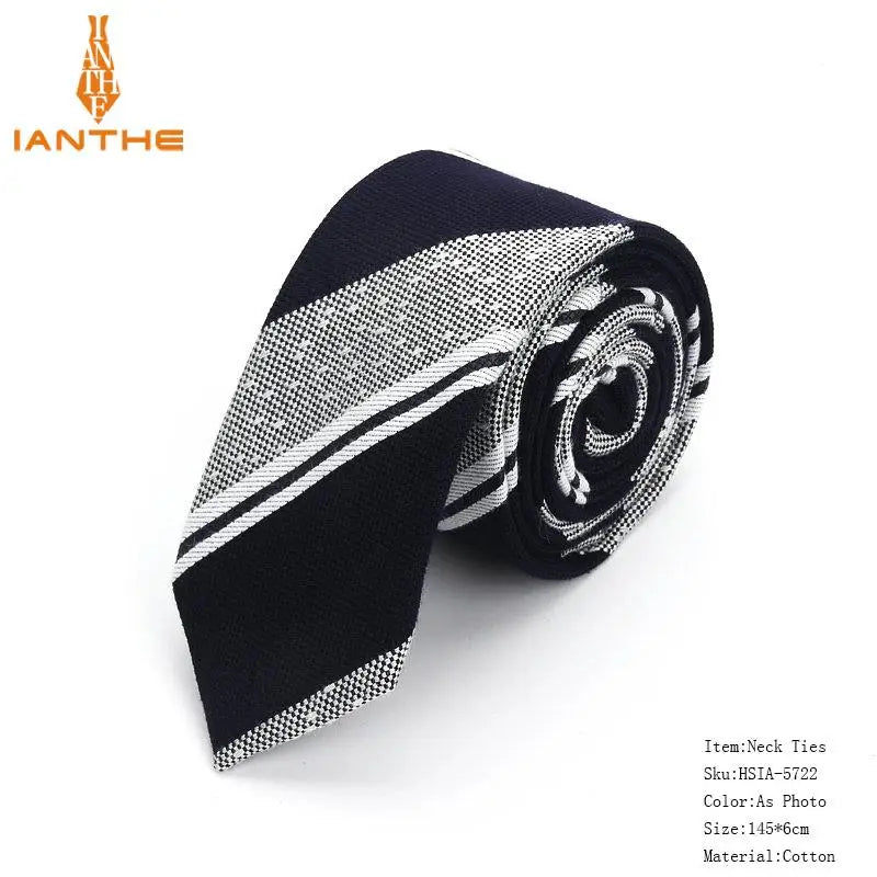 Fashion Tie Classic Men's Stripe Necktie Casual Cotton Suits Bowknots Neck Ties Male Business Skinny Slim Ties Colourful Cravat