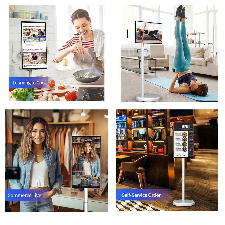 Factory 21.5 Inch Lcd Tv 128gb 6000mah Smart Touch Screen Tv 21.5" Tv Display Mobile Portable Smart Television on Wheels