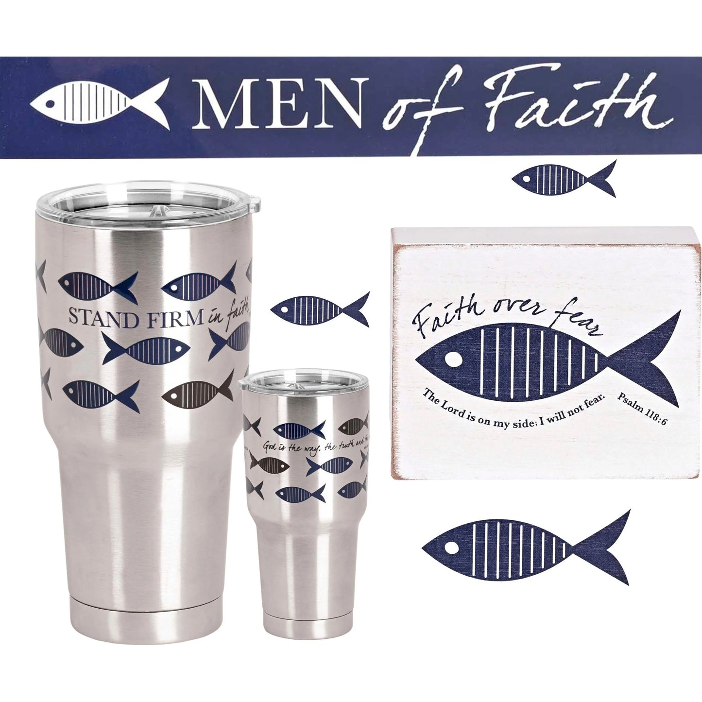 TD Tabletop Faith Over Fear Fish Plaque Elegant Religious Decorative Wall Art