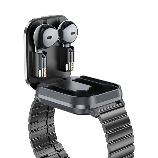 Montre connectée unisexe D8 Pro avec écouteurs TWS, design carré, étanche IP67, moniteur de sport et de santé pour iPhone et Android