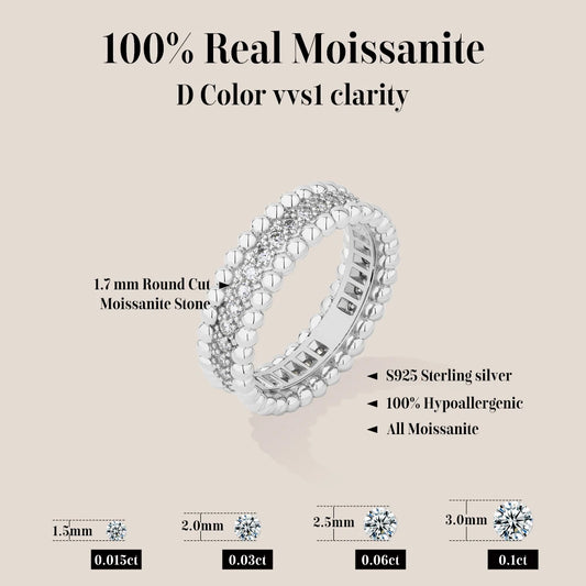 ATTAGEMS New Trends Moissanite Eternal Rings for Women S925 Sterling Silver D VVS1 Diamond Elegant Engagement Bands Fine Jewelry