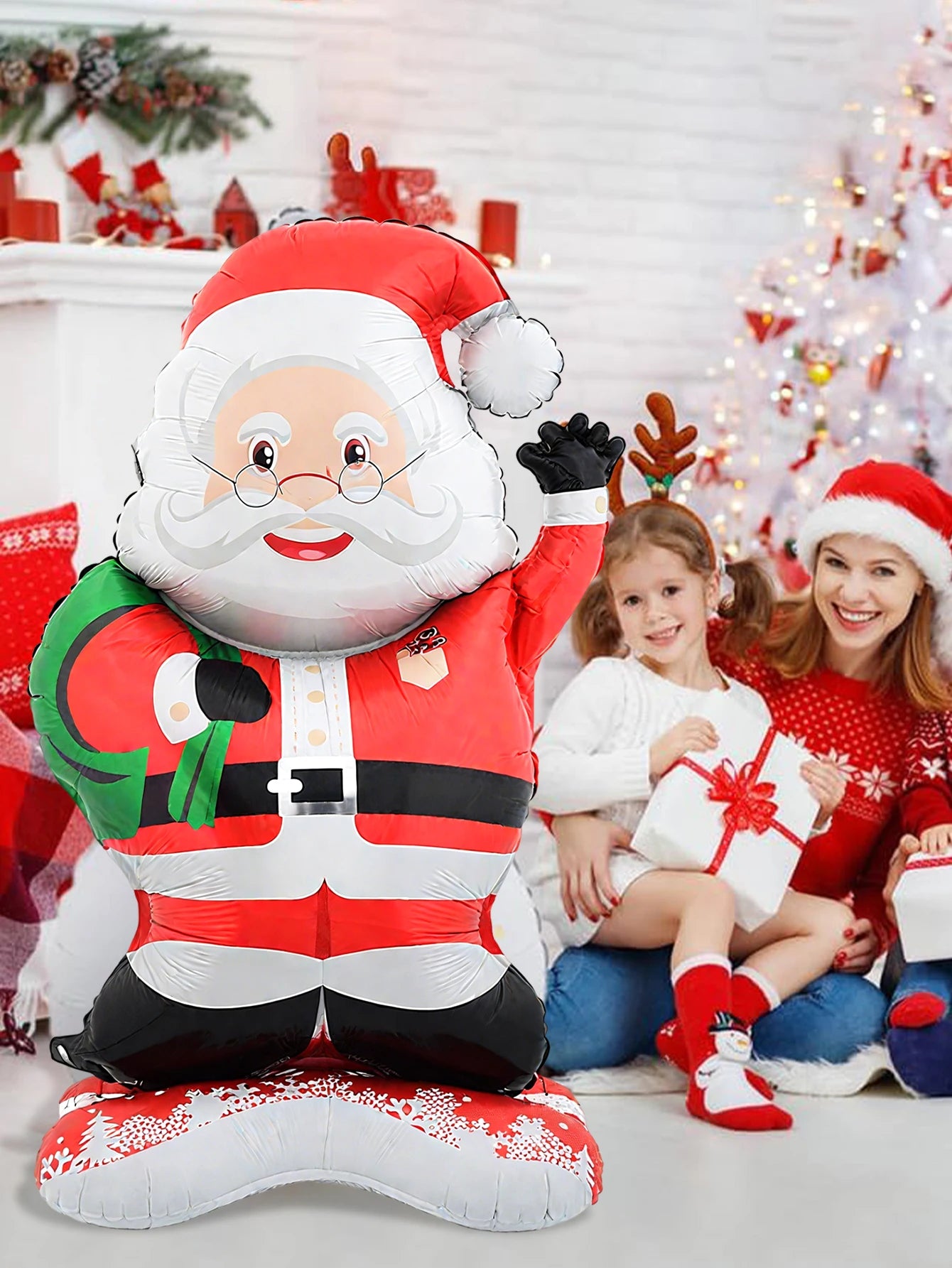 1pc Standing Santa Claus Foil Balloon, Christmas Decoration, Christmas Theme Party, Theme Holiday Party, New Year Party Family