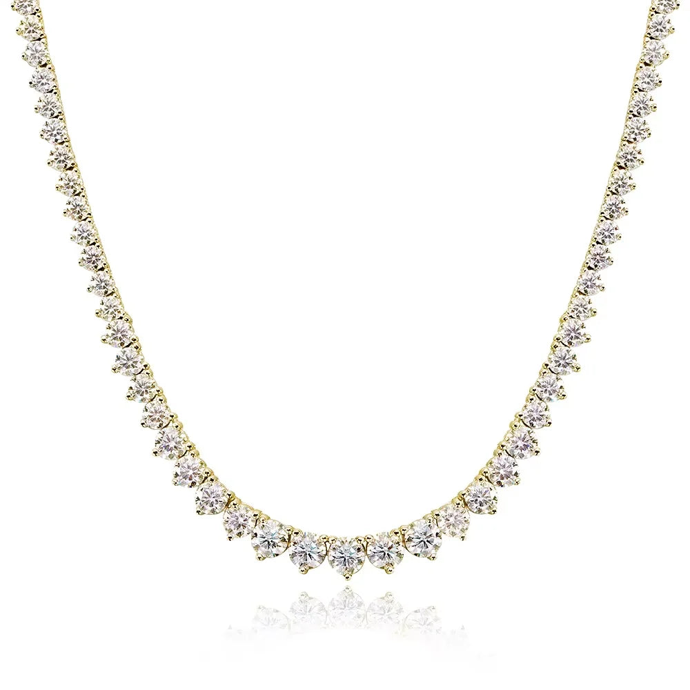 Collier tennis KNOBSPIN à 3 griffes en moissanite VVS1, argent sterling s925 et or blanc 18 carats, certifié GRA, pour femme.