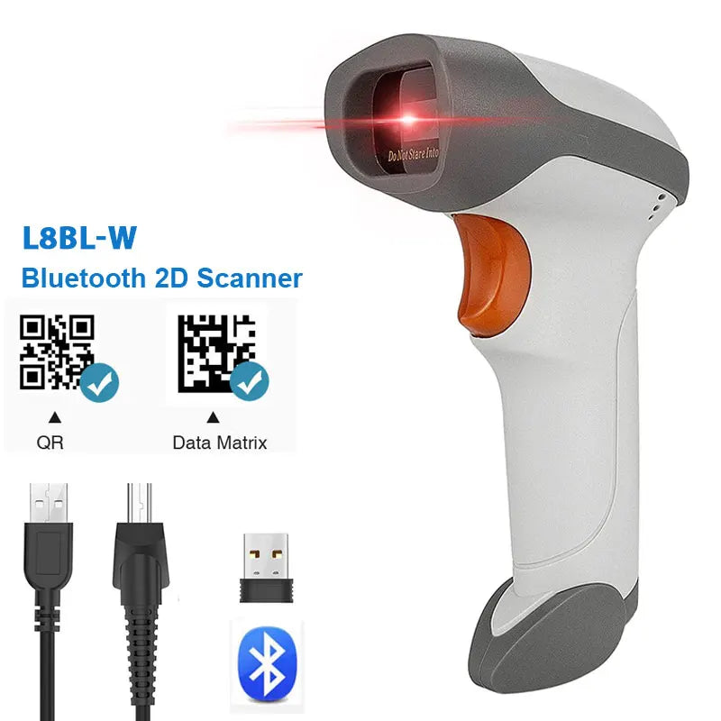 Scanner de codes-barres 2D filaire NETUM L8BL-W et lecteur de codes-barres QR sans fil Bluetooth L8BL-B : détection automatique PDF417 pour la lecture de codes-barres en point de vente.