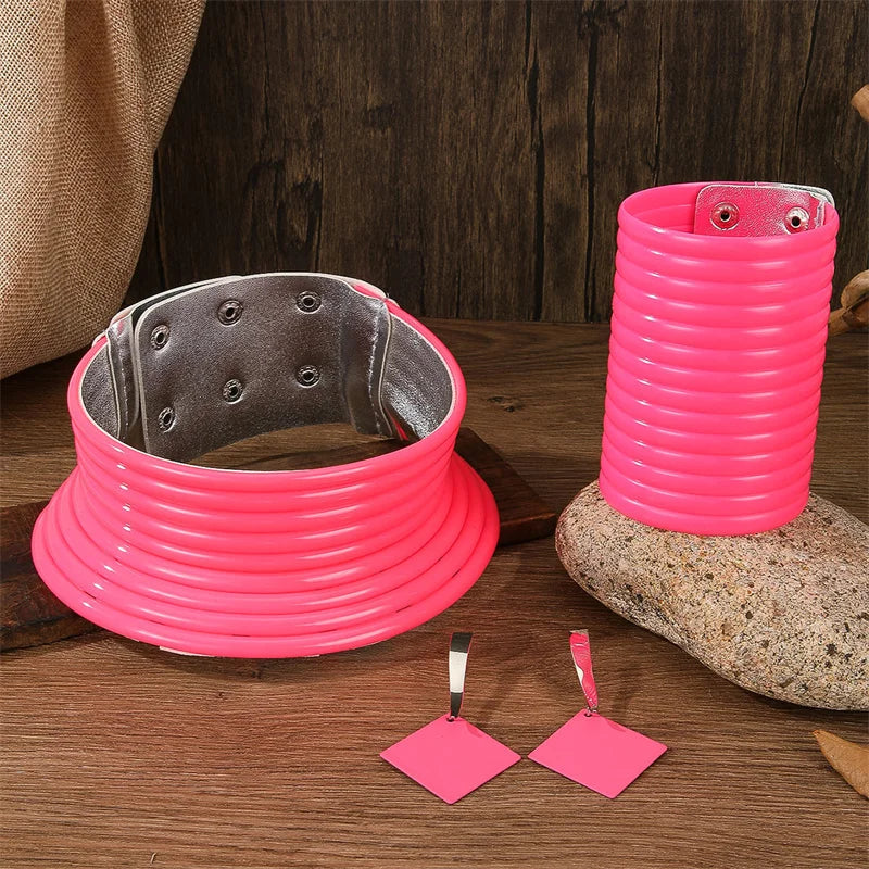 4pcs/set Vintage Leather African Jewelry Set Choker Necklace Bracelet Earrings Set For Women Collar Necklace Set Jewelry Gifts