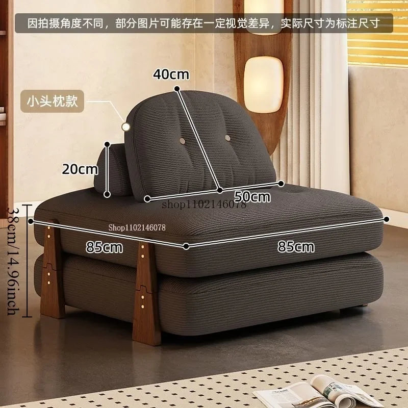 Nordic Home Lazy Sofa Small Apartment Fabric Sofas Living Room Tofu Block Module Combination Sofa Bed Dual-purpose Cream Tatami