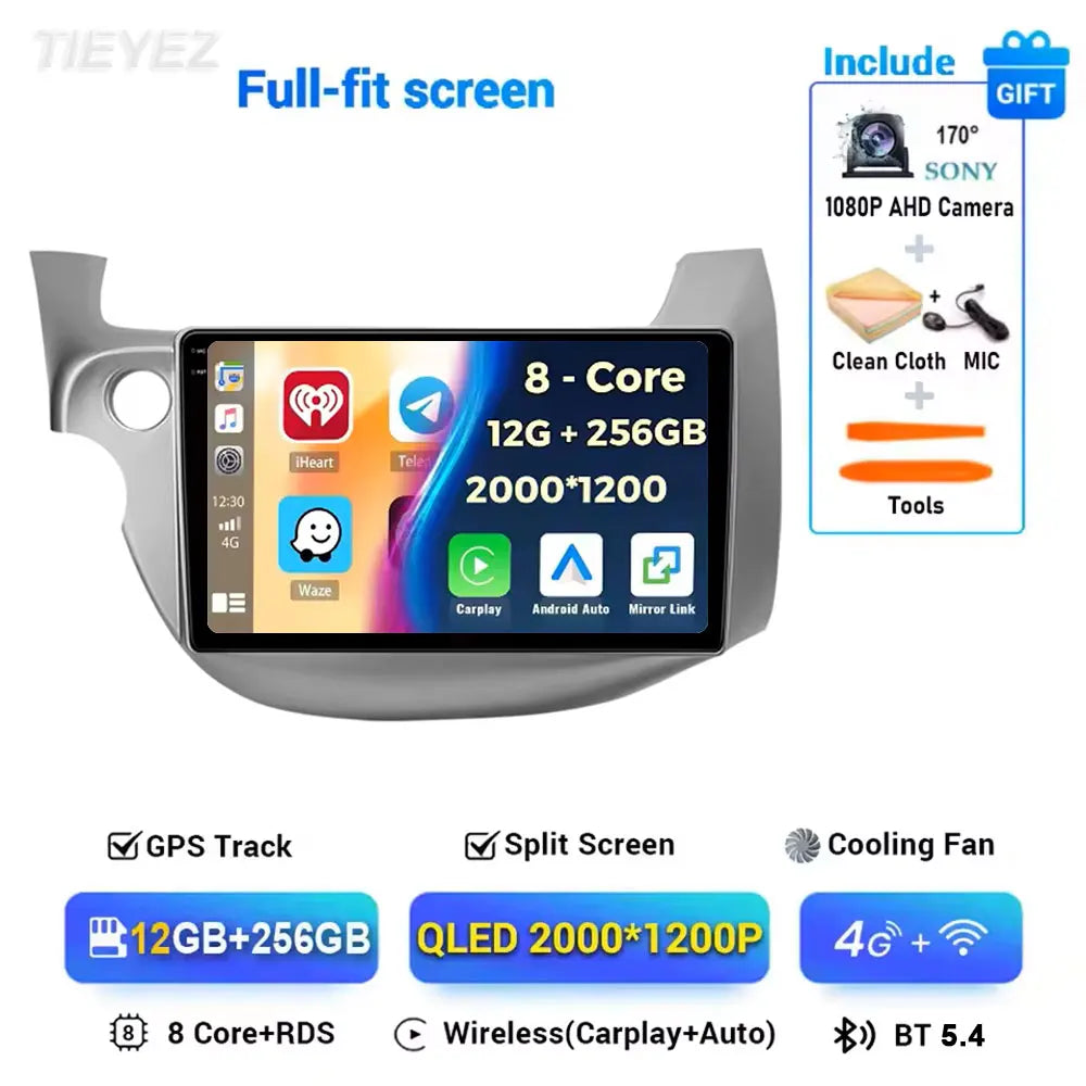 Android 15 Car Radio For Honda Fit Jazz 2008-2013 2din Android 12 Carplay Multimidia Video Player Navigation GPS Head Unit