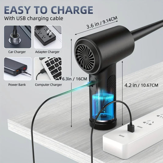 WirelessUSBRechargeable Air Duster - Powerful Compressed Air Blower,Applicable to Computers、Keyboard、Sofa and Car