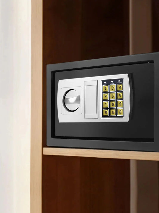 Coffres-forts 4,6 L/8,5 L/16 L pour la maison + 2 clés de secours manuelles, coffre-fort pour espèces avec double clavier numérique et serrure à clé de sécurité.