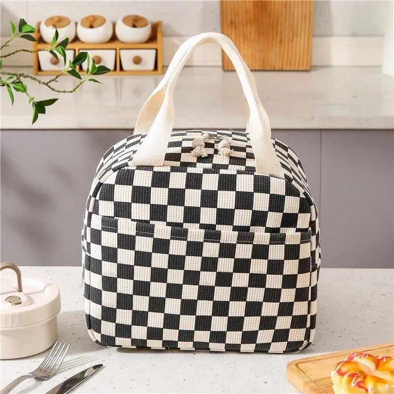 Sac à lunch isotherme en velours côtelé personnalisé avec nom, idéal pour l'école, les pique-niques et comme sac de rangement pour les aliments.