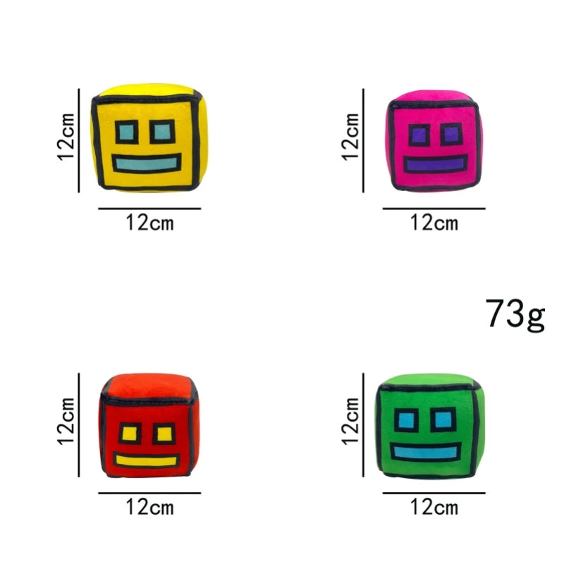 12cm New Halloween Geometry Dash Cube Plush Toys Small Pillow Stuffed Plushie Doll Square Pendant Game Cute Kids Birthday Gift