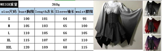 Robe de Cosplay Rétro à Imprimé Dégradé pour Femme, Tenue de Spectacle d'Halloween, Renaissance du Moyen Âge