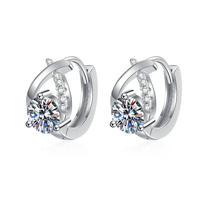 Boucles d'oreilles créoles en véritable moissanite de 0,5 carat et 5 mm, avec certificat, en argent sterling 925. Bijoux de luxe étincelants pour femmes.