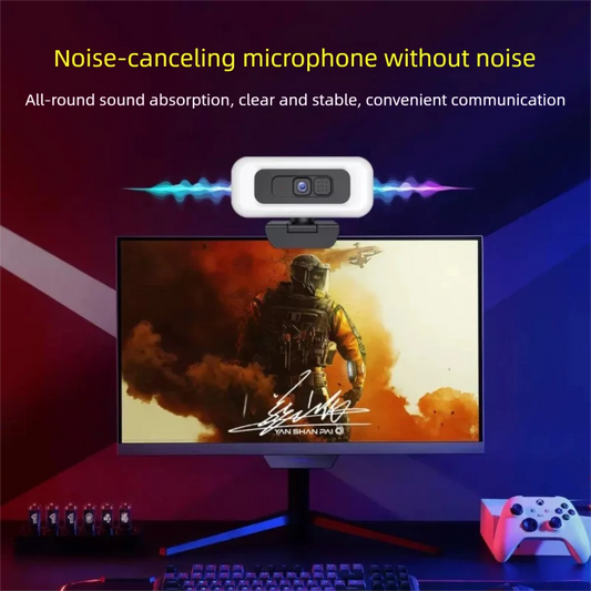 4K Webcam with Light Full HD 2K 1080P Live Streaming Web Cam for PC Laptop Auto Focus Computer Camera with Microphone