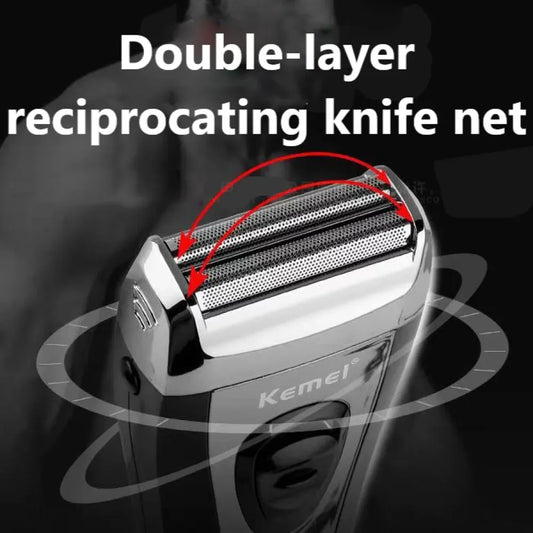 KM-9038 Powerful Rechargeable Shaver for Men Foil Electric Shaver Beard Head Shaving Electric Razor Facial USB with Extra Mesh