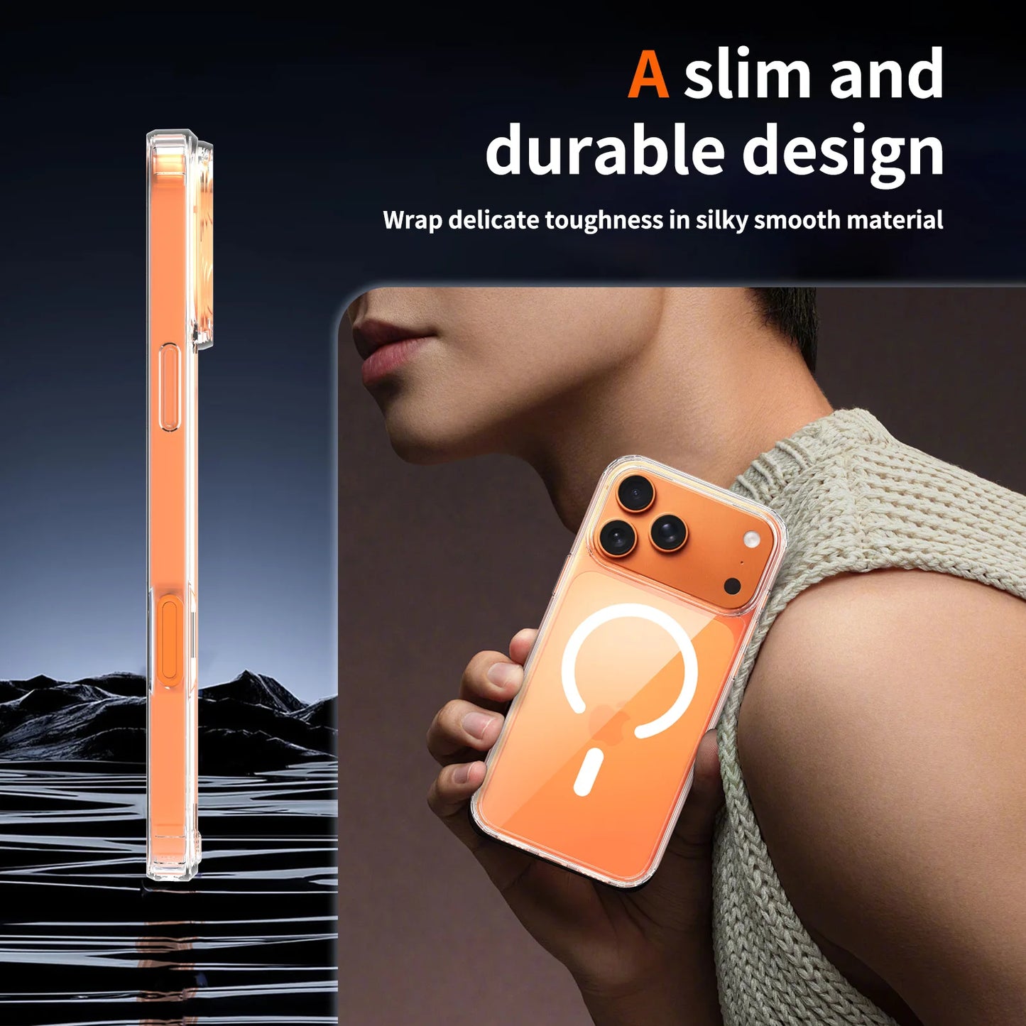 Coque transparente pour iPhone MagSafe 17 Pro Max, Air 16E, 16E, 15 Plus, 14, 13, Mini, 12, 11, X et XS. Accessoires inclus.