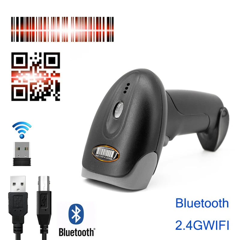 1D 2D Barcode Scanner Wired 2.4G Wireless Bluetooth Bar Code Reader Handheld Portable Scanning For Supermarket Logistics Product