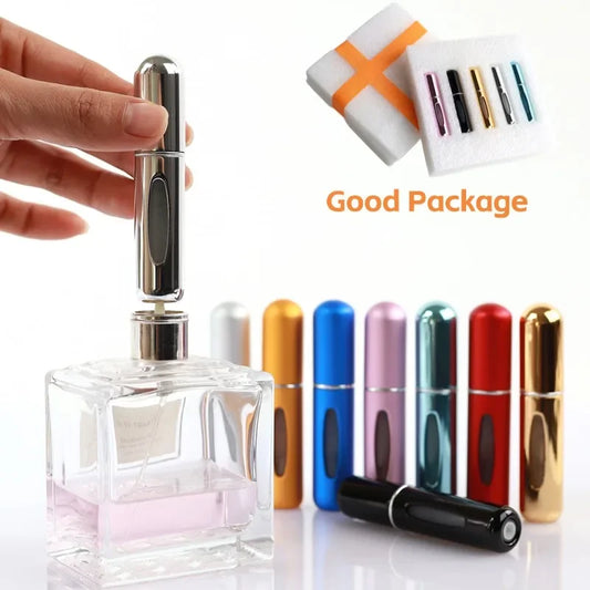 New Hot 5pcs Sets Portable 5ml Perfume Refill Bottle Refillable Spray Scent Pump Empty Atomizer Cosmetic Containers Travel Gift