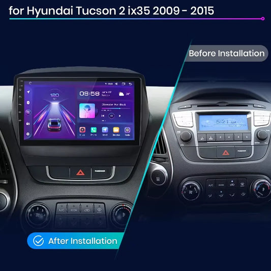 Autoradio Junsun Android sans fil CarPlay pour Hyundai Tucson 2 ix35 (2009-2015) - Systèmes intelligents : DSP, commandes au volant, RDS, GPS, FM, Bluetooth