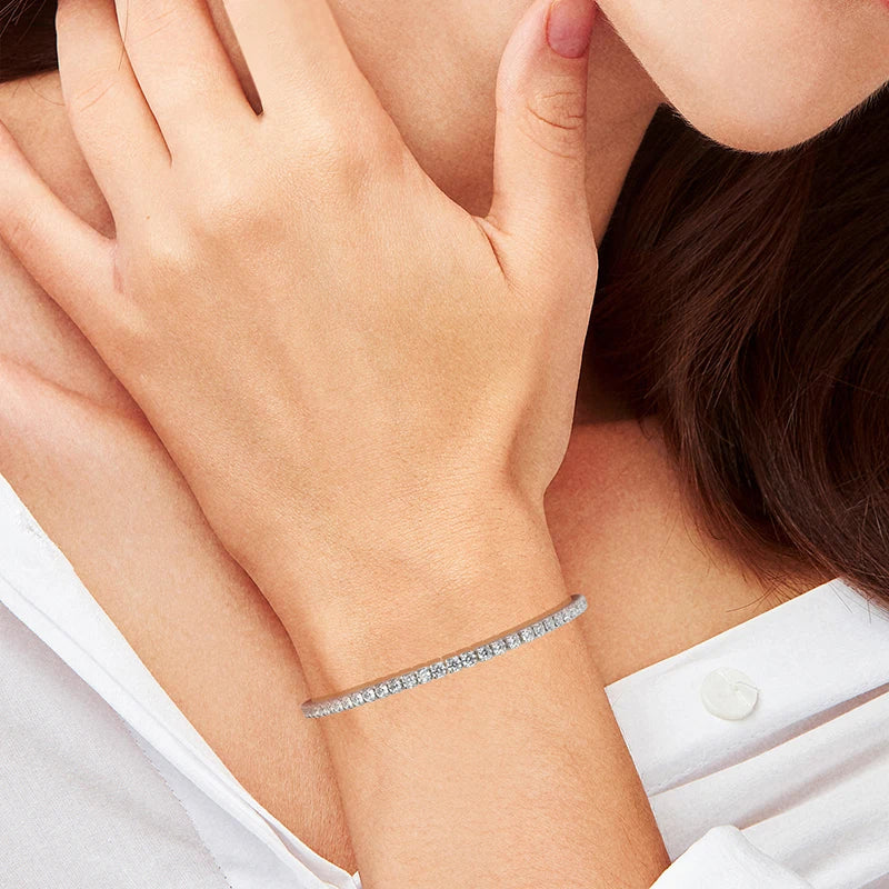 Bracelet de tennis KNOBSPIN en moissanite VVS1, 3,84-6,4 ct, diamètre 2,5 mm/3 mm, en argent sterling s925 élastique, pour femmes et hommes.