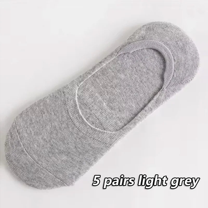 5Pairs Men Boat Cotton Socks Summer Autumn Non-slip Silicone Invisible Breathable Socks Male Ankle Sock Slippers Sports Socks