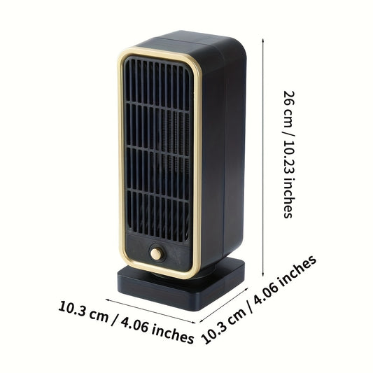 500W Portable Ceramic Electric Space Heater, Quiet, Square Shape, Tip-over Protection - 110-130V US Plug, No Energy Efficiency Rating, for Bedroom, Living Room, Office
