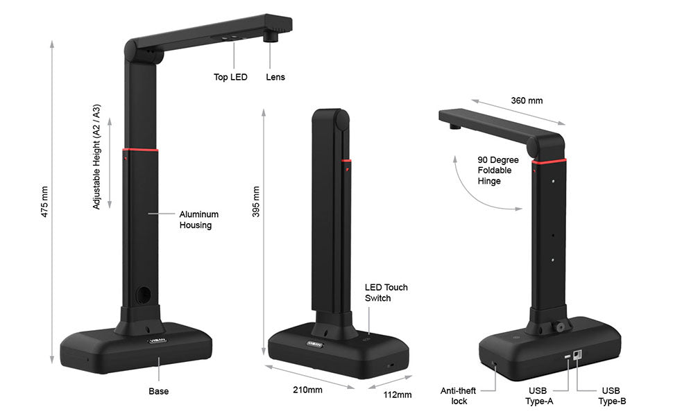 Scanner de livres et documents grand format A2/A3 pour transparents, haute résolution 23 MP, aplatissement automatique et prise en charge multilingue VIISAN-S21 2025