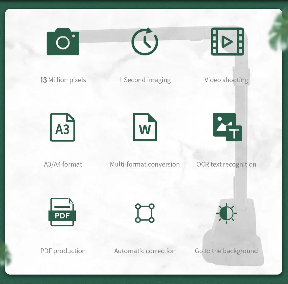 Scanner de livres NETUM T101 avec mise au point automatique, format A4/A3 maximum, OCR intelligent et lampe de bureau LED pour la maison ou le bureau. Idéal pour la famille et le bureau à domicile.