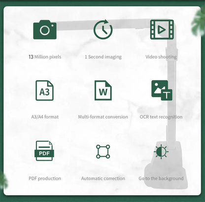 Scanner de livres NETUM T101 avec mise au point automatique, format A4/A3 maximum, OCR intelligent et lampe de bureau LED pour la maison ou le bureau. Idéal pour la famille et le bureau à domicile.