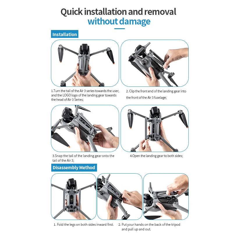 STARTRC for DJI AIR 3S drone landing gear heightening and protective tripod accessories