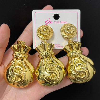 African Jewelry Set Irregular Design Hoop Earrings and Pendant 2PCS Set for Weddings Bridal Necklace Earrings Accessory