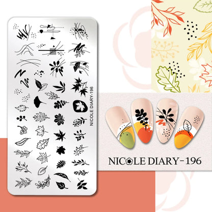 NICOLE DIARY Rose Flower Nail Stamping Plates Image Template Valentine's day Love Heart Printing Stencil Nail Art Manicure Tools