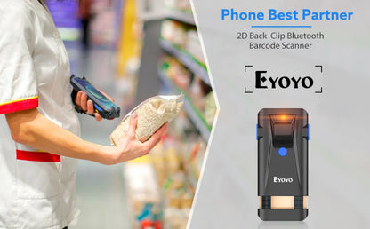 Eyoyo 2D Phone Back Clip Bluetooth Barcode Scanner Portable Barcode Reader Data Matrix Code 1D 2D QR Scanner Android IOS System