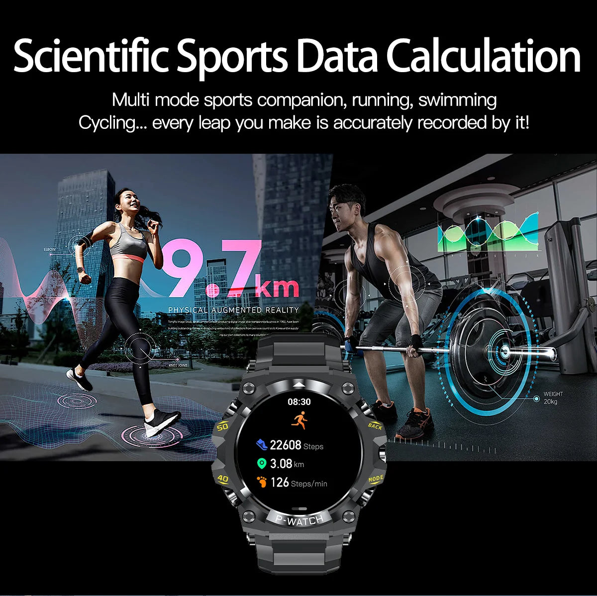 Montre connectée PG222 2025 pour sports outdoor : GPS, boussole, étanche IP68, tracker d'activité, compatible iPhone/iPad, commande à distance et appels.