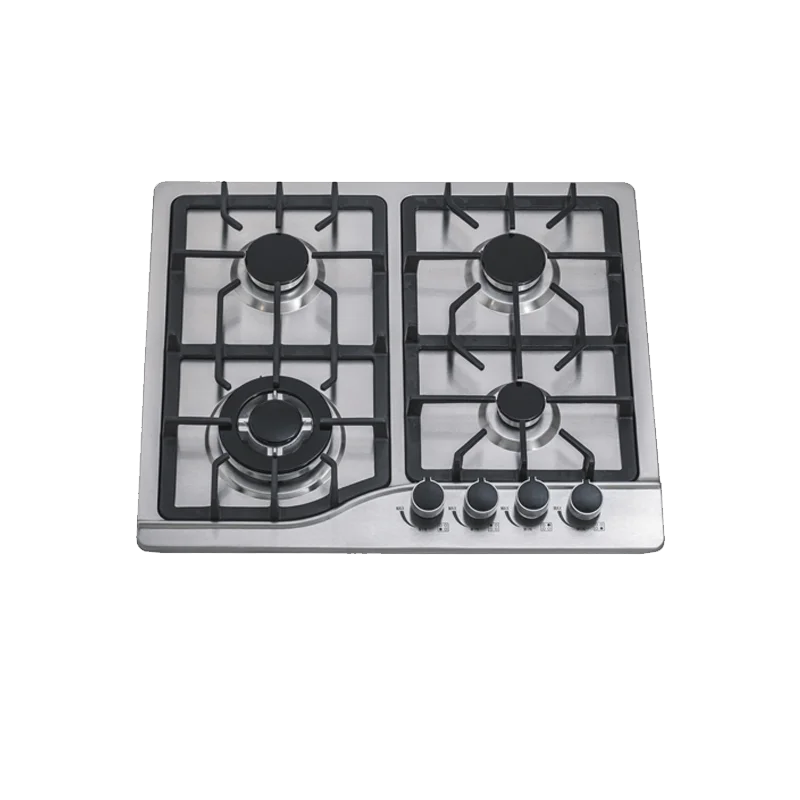 Built-In Gas Cooktop 4 Burners Stainless Steel Panel Class Energy Household Use Electric Option Safety Device Included