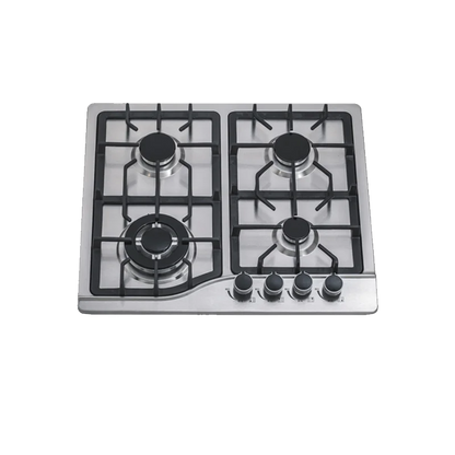Built-In Gas Cooktop 4 Burners Stainless Steel Panel Class Energy Household Use Electric Option Safety Device Included