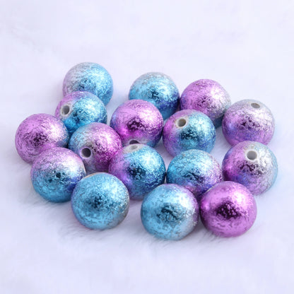 Colorful Bulk Loose New Fashion Round Jewelry Making Beads for Kids Necklace Blending Color Acrylic Wrinkle Beads 20mm
