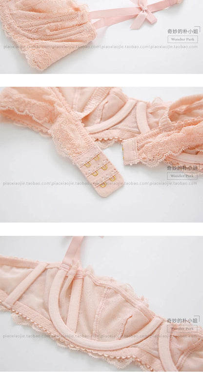 Half Cup Bras For Women Sexy Lingerie Plus Size Transparent Balconette Embroidery See Through Lace Bra Top Red Pink White Black