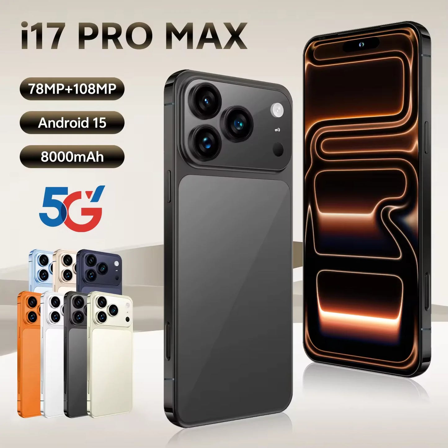 Dernières tendances : Smartphone I17 Pro, téléphone portable 4G/5G de haute qualité avec écran de 6,9 ​​pouces