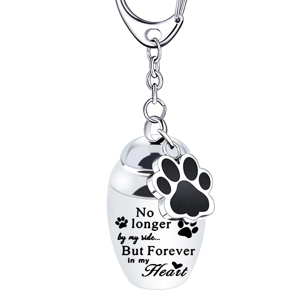Silver Waterproof Cremation Pet Urns Keychain Cylinder Cat Dog Urn for Pet Ashes Cremation Keepsake Memorial Ashes Jewelry Pend