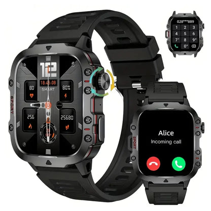 Montre connectée outdoor pour homme, 1,96 pouce, robuste, compatible iPhone et Android, étanche IP68, avec suivi d'activité.