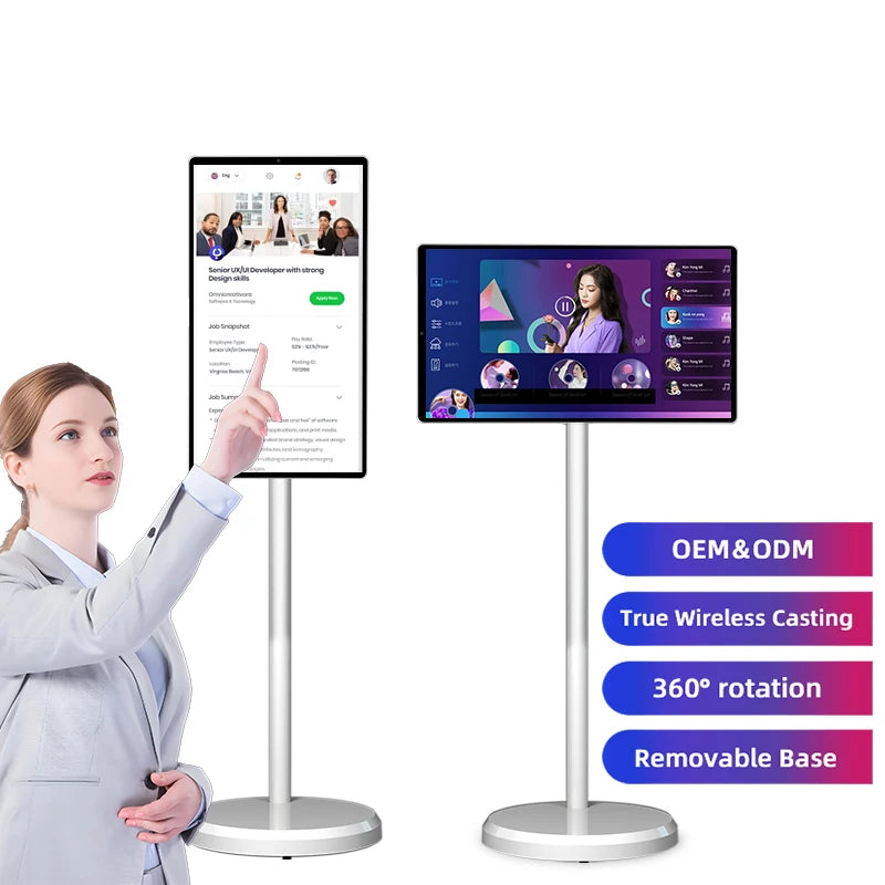 2025 New 21.5 Inch Mini Lcd Tv Portable Touch Screen Tv With Stand Rechargeable Smart Tv Display Wireless Smart Television