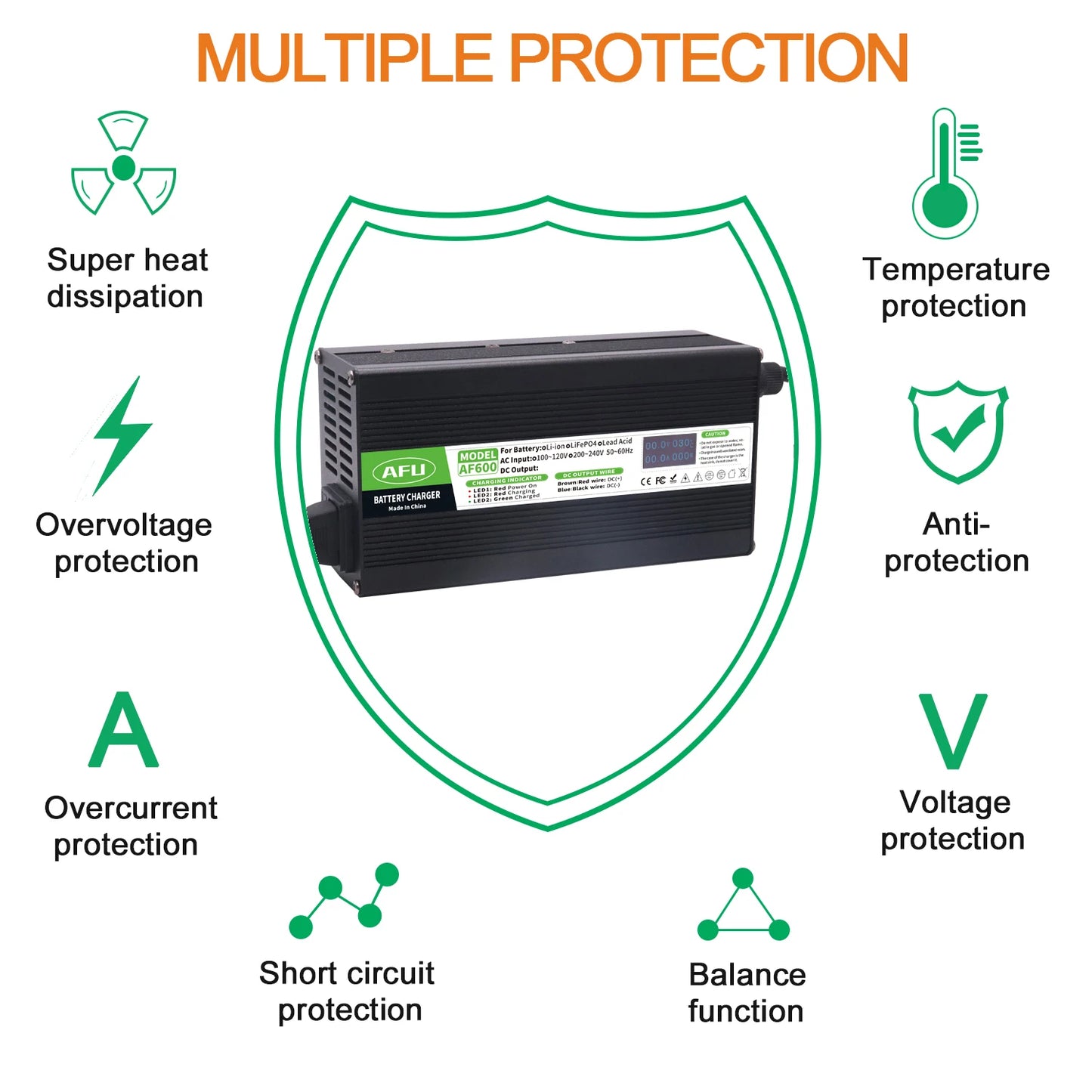 Chargeur de batterie au lithium Factory Outlet 67,2 V 6 A avec écran de charge OLED pour batterie au lithium 16S 59,2 V et chargeur de batterie 60 V