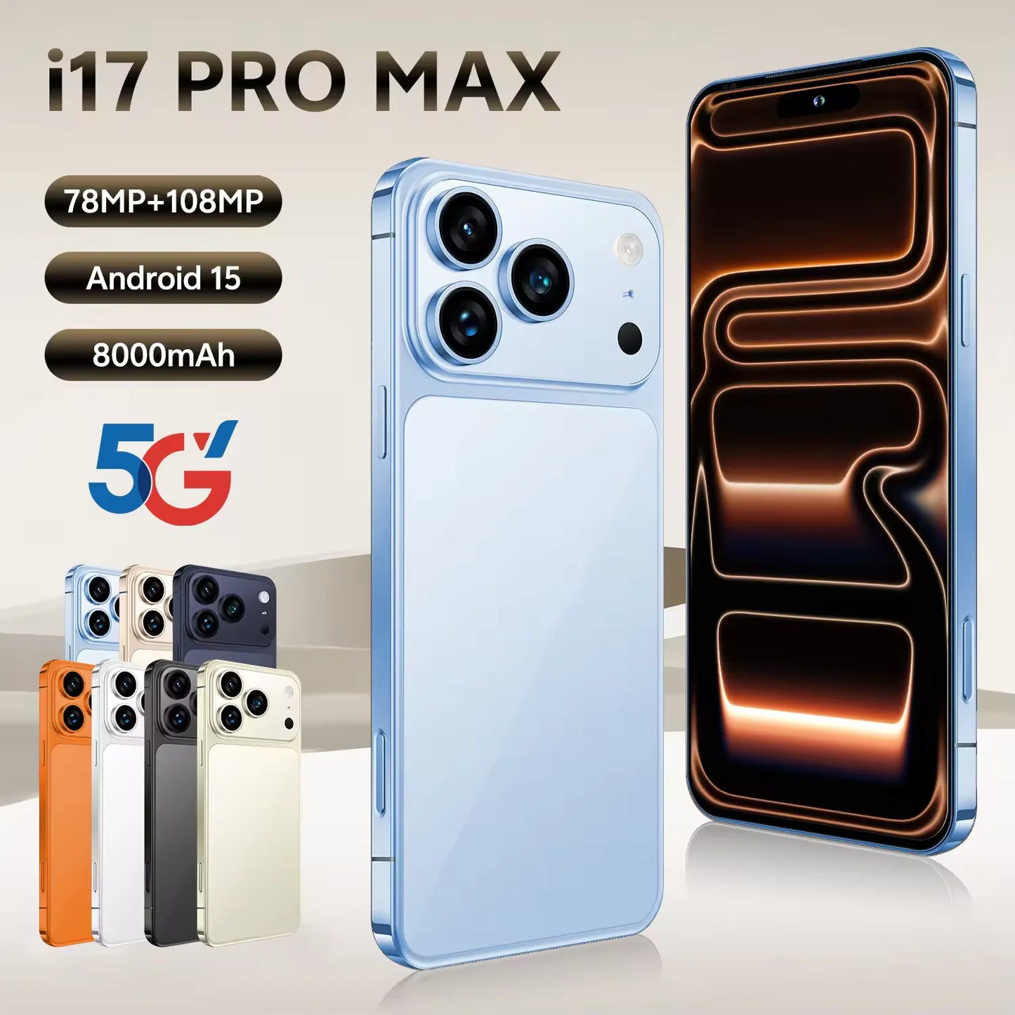 Dernières tendances : Smartphone I17 Pro, téléphone portable 4G/5G de haute qualité avec écran de 6,9 ​​pouces