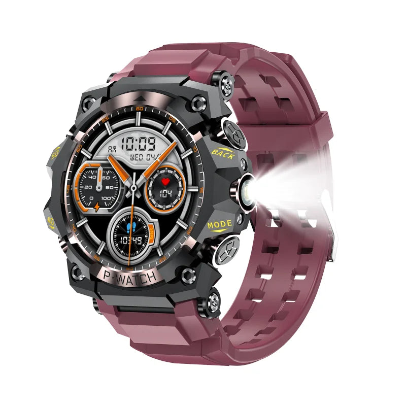 Montre connectée PG222 2025 pour sports outdoor : GPS, boussole, étanche IP68, tracker d'activité, compatible iPhone/iPad, commande à distance et appels.