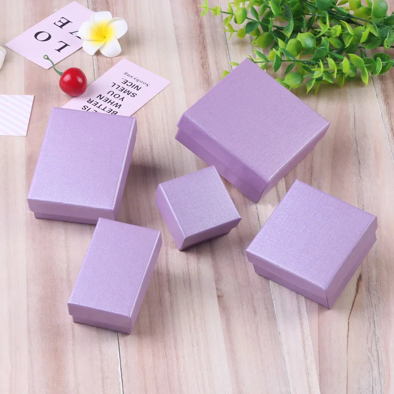 24pcs Square Jewelry Packaging Box 9*7cm Purple paper Necklace Ring Earrings Bracelet Gift Box for Valentine's Day High Quality